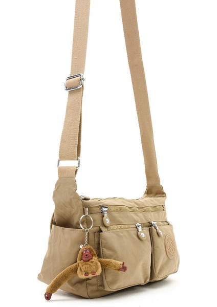 Kadın Orta Boy Bölmeli Suya Dayanıklı Krinkıl Kumaş Çapraz Askılı Omuz Çantası Haki fiyatları