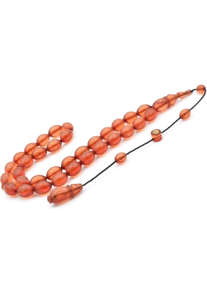 Sarı Ahmet Imzalı Beyzi Kesim Turuncu Sıkma Kehribar Tesbih fiyatları