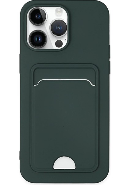 Apple iPhone 14 Pro Uyumlu Kartlıklı Kelvin Kapak Koyu Yeşil