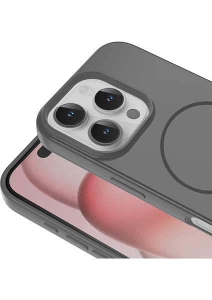 Apple iPhone 13 Pro Max Uyumlu Magsafe Özellikli Içi Kadife Silikon Aqua Kapak Gri modelleri