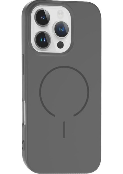Apple iPhone 16 Pro Uyumlu Magsafe Özellikli Içi Kadife Silikon Aqua Kapak Gri