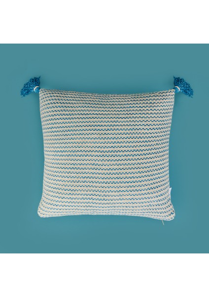 Soft Shiny Kırlent - Bej / Mavi - 45X45 cm