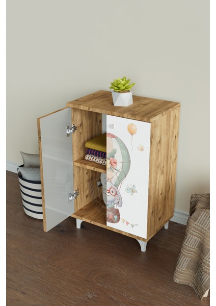 Sky Journey 2 Raflı Çocuk Odası Dolabı Çok Amaçlı Baskılı Oyuncak Dolabı fiyatları
