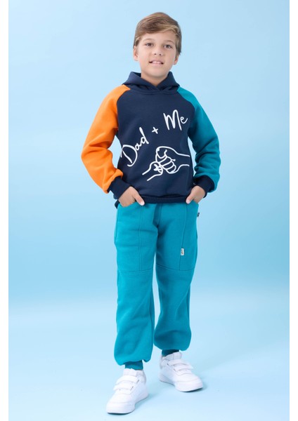 Erkek Çocuk Dad+Me Baskılı Kışlık Kapüşonlu Içi Polarlı Sweatshirt – Lacivert fiyatları