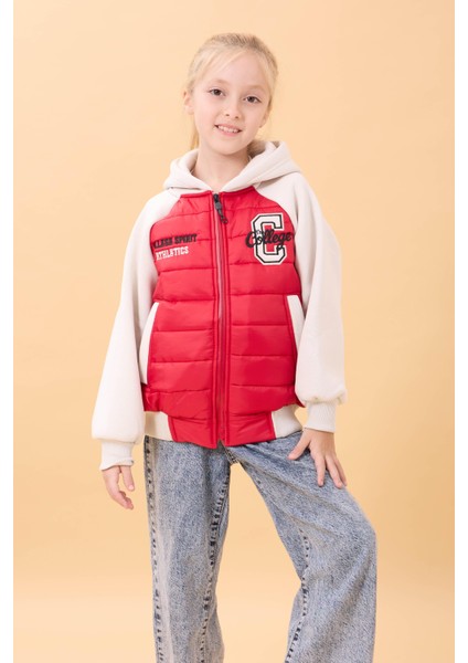 Kız Çocuk Içi Peluşlu Kapüşonlu Kapitone Kolej Ceket – Kırmızı modelleri