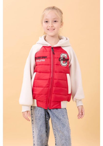 Kız Çocuk Içi Peluşlu Kapüşonlu Kapitone Kolej Ceket – Kırmızı indirimleri