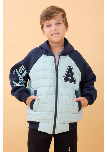 Erkek Çocuk Içi Peluşlu Kapitone Kapüşonlu Kolej Ceket – Çağla