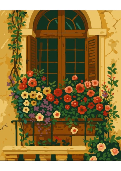 Sayılarla Boyama Seti 40X50 cm (Çıtalı)Fırça Boya Dahil Numaralı Tuval Pencere Fırça Boya Dahil Numaralı Tuval Pencere