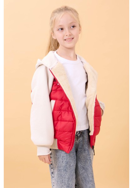 Kız Çocuk Içi Peluşlu Kapüşonlu Kapitone Kolej Ceket – Kırmızı fiyatları
