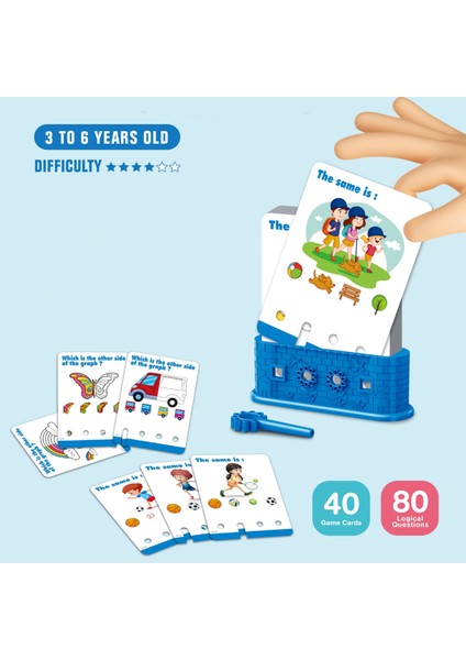 Logic Key 3-6 Yaş Mantık Oyunu Okul Öncesi Eğitici Quiz Game Ingilizce 40 Kart 80 Soru
