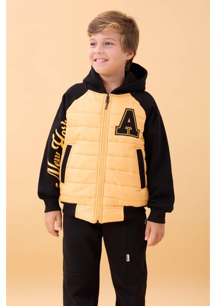 Erkek Çocuk Içi Peluşlu Kapitone Kapüşonlu Kolej Ceket – Hardal fırsatları