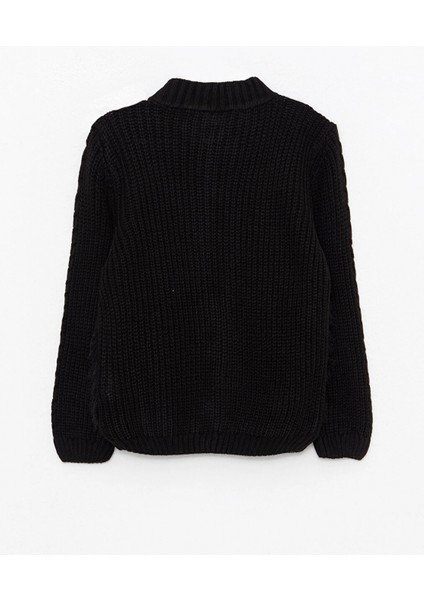 Lcw Kids Siyah Bisiklet Yaka Pelüş Detaylı Uzun Kollu Kız Çocuk Triko Hırka fiyatları