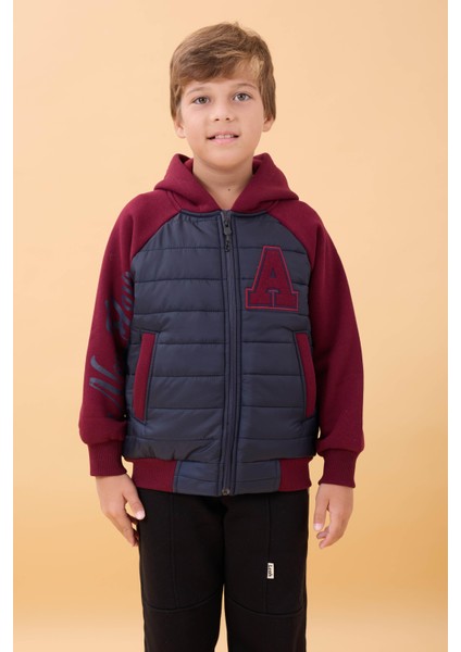 Erkek Çocuk Içi Peluşlu Kapitone Kapüşonlu Kolej Ceket – Lacivert