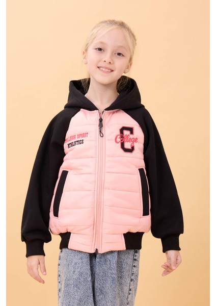 Kız Çocuk Içi Peluşlu Kapüşonlu Kapitone Kolej Ceket – Yavruağzı