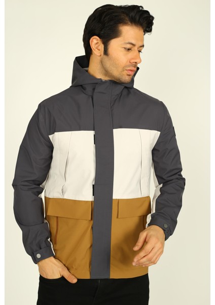 Antrasit Kapüşonlu Erkek Mevsimlik Mont / Ceket (Ince Kumaş) indirimleri