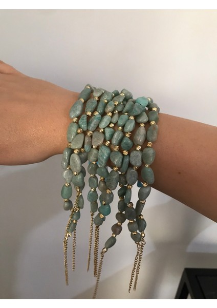 Amazonit Doğal Taş Bileklik – Pozitif Enerji ve Şifa Için Kadın Takı Modeli modelleri