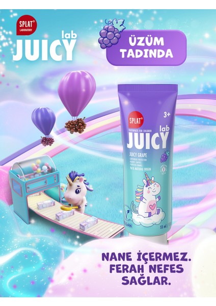 Splat Juicy Lab +3 Yaş Üzümlü Çocuk Diş Macunu Renkli Simli Çürük Önleyici Doğal Macun indirimleri