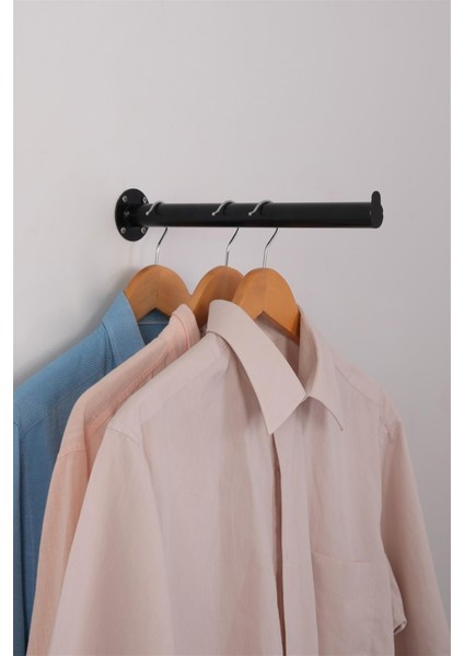 Duvara Monte Yuvarlak Borudan Düz Baston Siyah