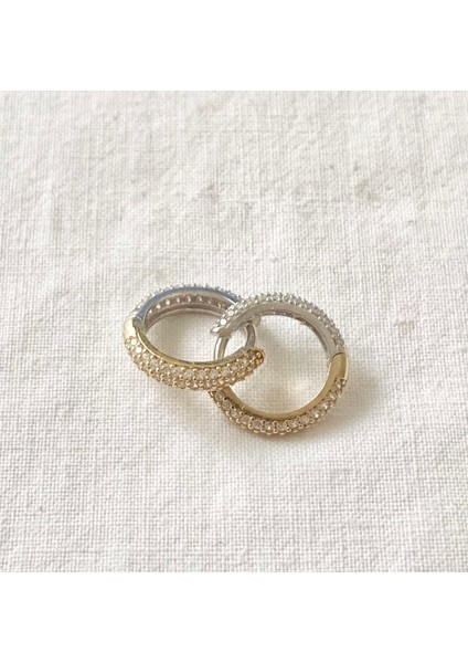 Çift Renkli Taşlı Halka Altın Küpe fiyatları