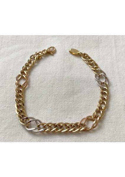 Üç Renk Süzme Altın Bileklik