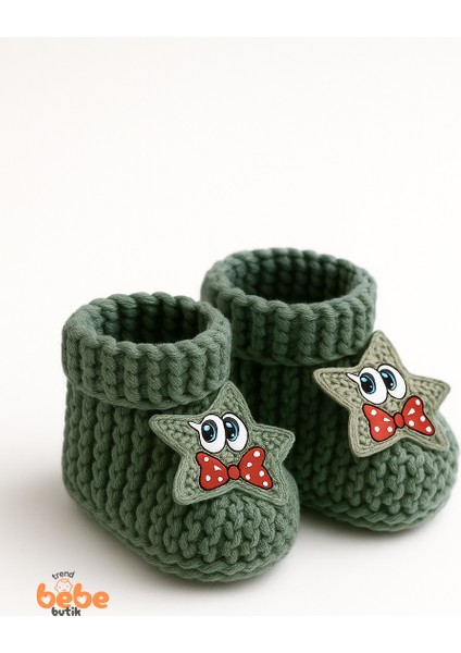 Yıldız Desenli Bebek Patik 1 Yaş %100 Triko Örgü Patik – Kız ve Erkek Bebek Için Örgü Pamuklu Patik fiyatları