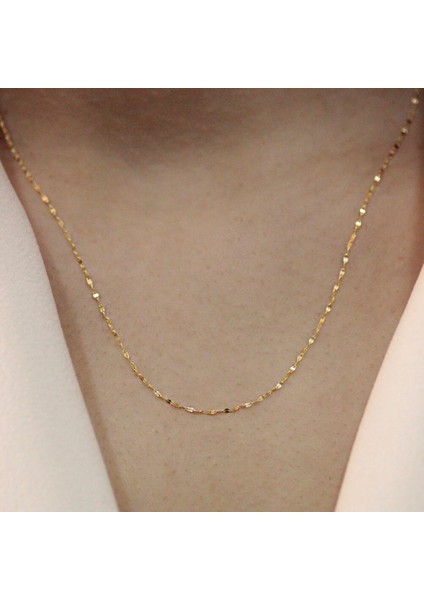 14 Ayar Aynalı Pullu Altın Zincir