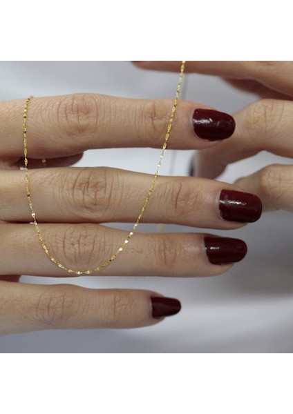 14 Ayar Aynalı Pullu Altın Zincir modelleri