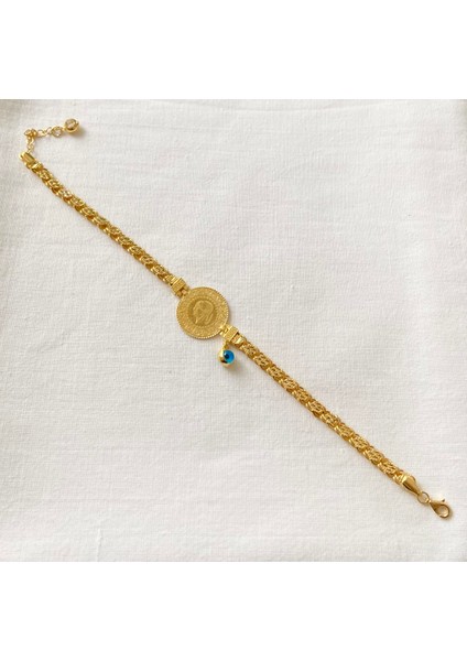 Kalemli Pullu Zincirli 22 Ayar Ceyrekli Bileklik fiyatları