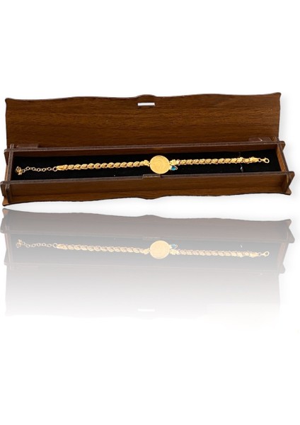 Kalemli Pullu Zincirli 22 Ayar Ceyrekli Bileklik modelleri