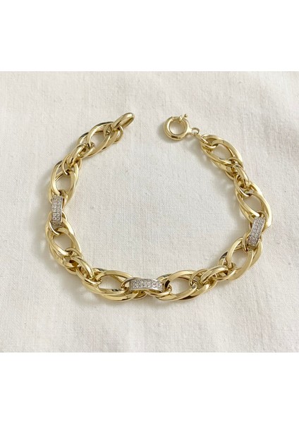 Taşlı Hallow Spor Altın Bileklik