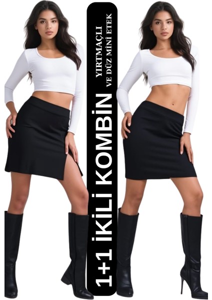 1+1 Yırtmaçlı ve Yırtmaçsız Mini Etek