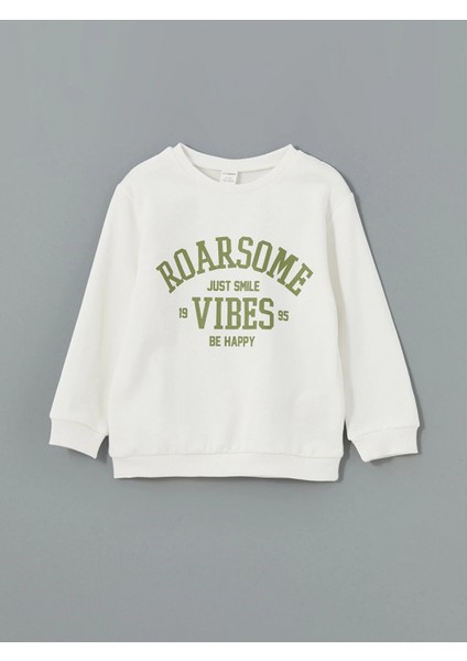 Lcw Kids Yeşil Bisiklet Yaka Baskılı Erkek Çocuk Sweatshirt 2'li modelleri