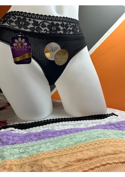 6'lı Brazilian Kalıp Dantel Işlemeli Kadın Külot