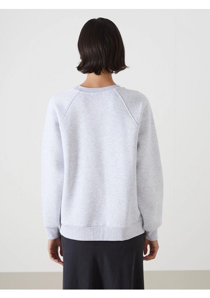 Lcw Vision Beyaz Bisiklet Yaka Nakışlı Kadın Kalın Sweatshirt fırsatları