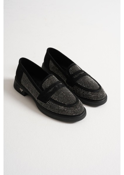 Liora Kadın Siyah Süet Taş Detaylı Günlük Ayakkabı fiyatları