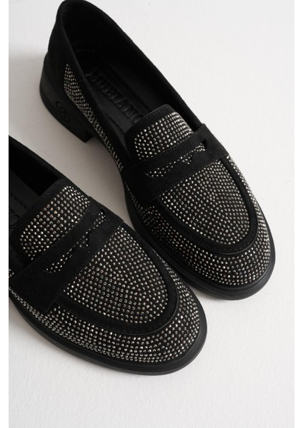 Liora Kadın Siyah Süet Taş Detaylı Günlük Ayakkabı modelleri