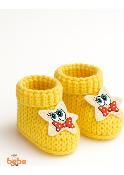 Yıldız Desenli Bebek Patik 1 Yaş %100 Triko Örgü Patik – Kız ve Erkek Bebek Için Örgü Pamuklu Patik fiyatları