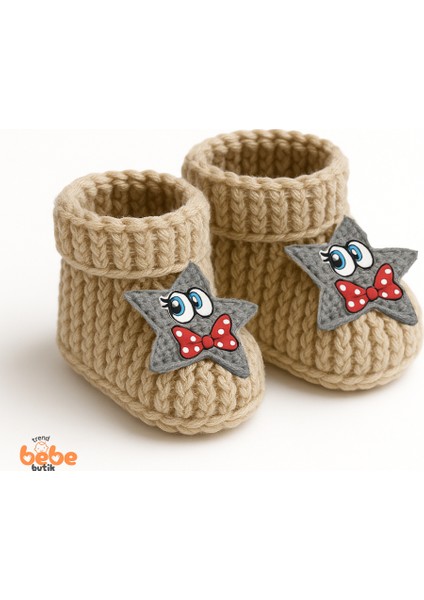 Yıldız Desenli Bebek Patik 1 Yaş %100 Triko Örgü Patik – Kız ve Erkek Bebek Için Örgü Pamuklu Patik fiyatları