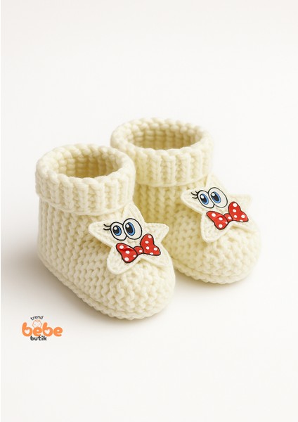 Yıldız Desenli Bebek Patik 1 Yaş %100 Triko Örgü Patik – Kız ve Erkek Bebek Için Örgü Pamuklu Patik fiyatları