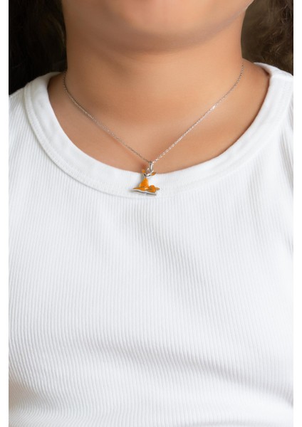 Turuncu Kedi 18 Ayar Beyaz Altın Kaplama 33 cm Gümüş Çocuk Kolye fırsatları