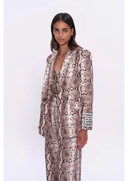 Yılan Desenli Ceket Kahve