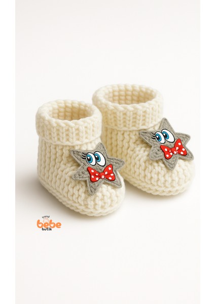 Yıldız Desenli Bebek Patik 1 Yaş %100 Triko Örgü Patik – Kız ve Erkek Bebek Için Örgü Pamuklu Patik fiyatları