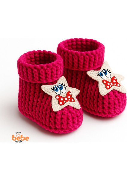 Yıldız Desenli Bebek Patik 1 Yaş %100 Triko Örgü Patik – Kız ve Erkek Bebek Için Örgü Pamuklu Patik fiyatları