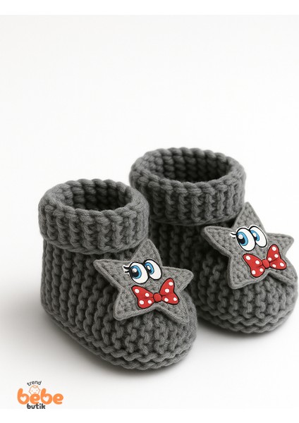 Yıldız Desenli Bebek Patik 1 Yaş %100 Triko Örgü Patik – Kız ve Erkek Bebek Için Örgü Pamuklu Patik fiyatları