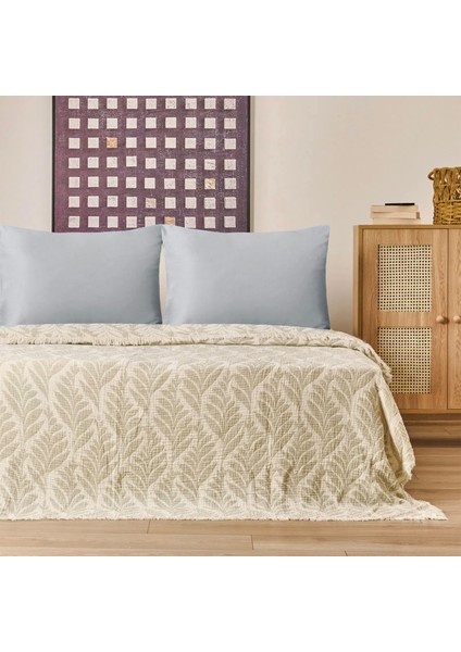 Soft Sardin Tek Kişilik Yatak Örtüsü - Ekru / Haki - 160X220 cm