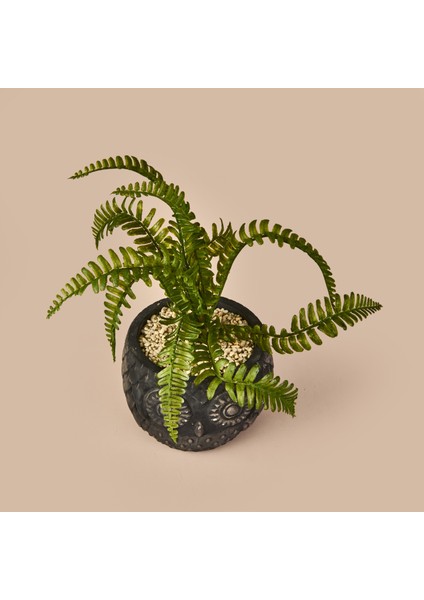 Saksılı Yapay Çiçek - Siyah / Yeşil - 29 cm fiyatları