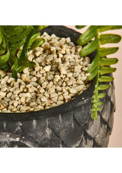 Saksılı Yapay Çiçek - Siyah / Yeşil - 29 cm modelleri