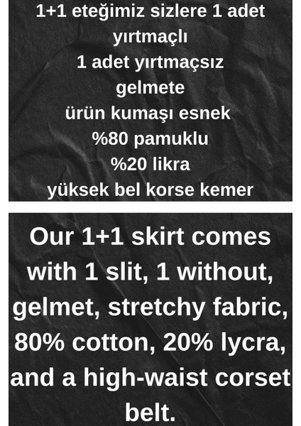 1+1 Yırtmaçlı ve Yırtmaçsız Mini Etek modelleri