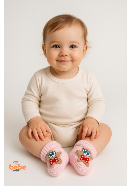 Yıldız Desenli Bebek Patik 1 Yaş %100 Triko Örgü Patik – Kız ve Erkek Bebek Için Örgü Pamuklu Patik modelleri