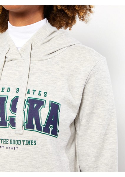 Lcw Vision Gri Baskılı Kadın Kalın Hoodie fırsatları